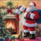 Салфетка для декупажа "Санта у камина и котёнок" бумажная, 303450, 33х33 см